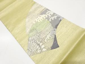 アンティーク　銀糸　地紙に荒波・藤模様刺繍袋帯（材料）